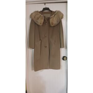 Vintage Juli de Roma weather coat, fur collar, heeksuede